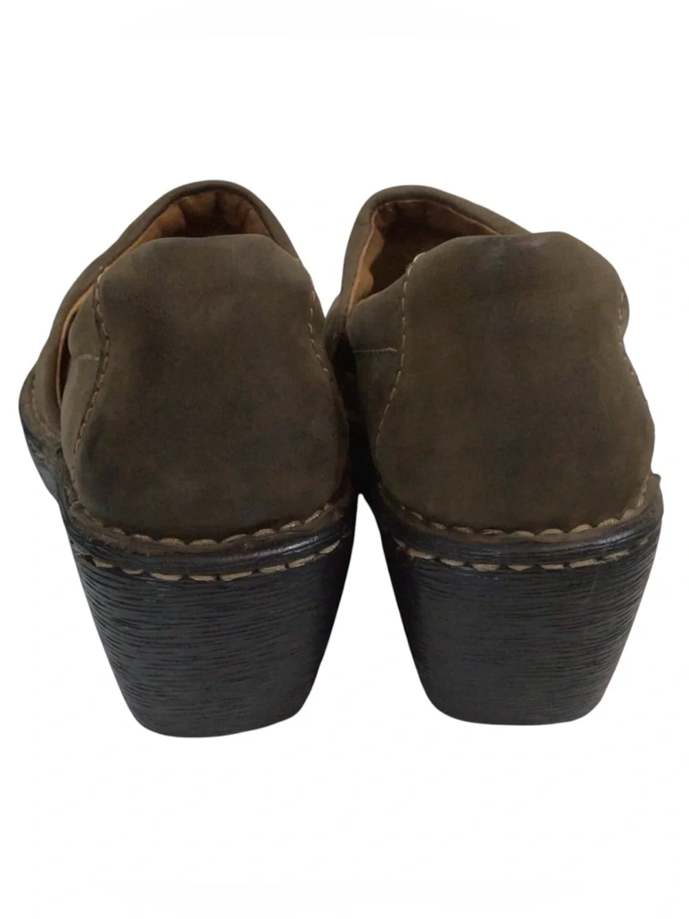Born Women’s Brown Leather Slip-On Wedge Clogs Shoes Size 9 EU 40.5